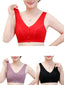 3 Pieces Women Artsy Pure Color Front-buckle Wireless Bra