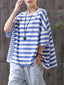 Plus Size - Buykud 100% Cotton Striped Casual T-Shirt