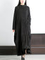 Plus Size Women Autumn Artsy Stripe O-Neck Maxi Dress