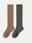 2 Pairs Women Artsy Pure Color Long Socks