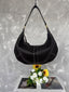 Black Leather Crescent Shoulder Bag