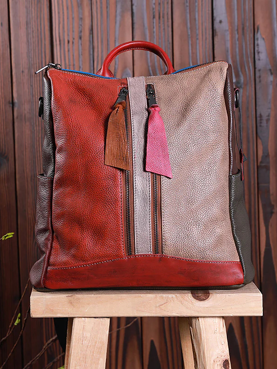 Multicolor Women Leather Zipper Backpack Secondary image