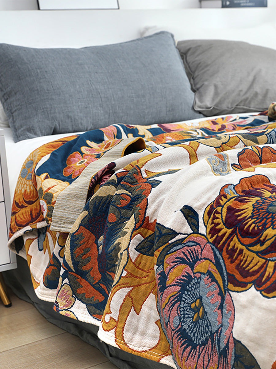 100%Cotton Flower Bedcover Sofa Blanket Secondary image