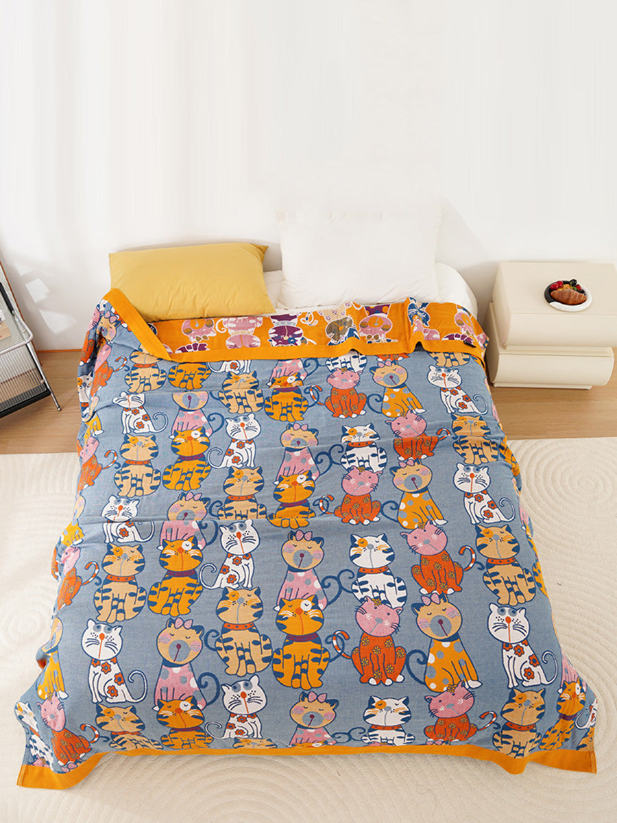 100%Cotton Queen Bedcover Cur Cat Sofa Blanket Main image