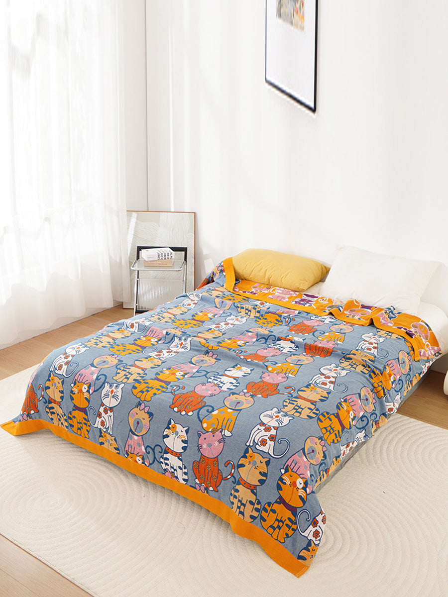 100%Cotton Queen Bedcover Cur Cat Sofa Blanket Secondary image