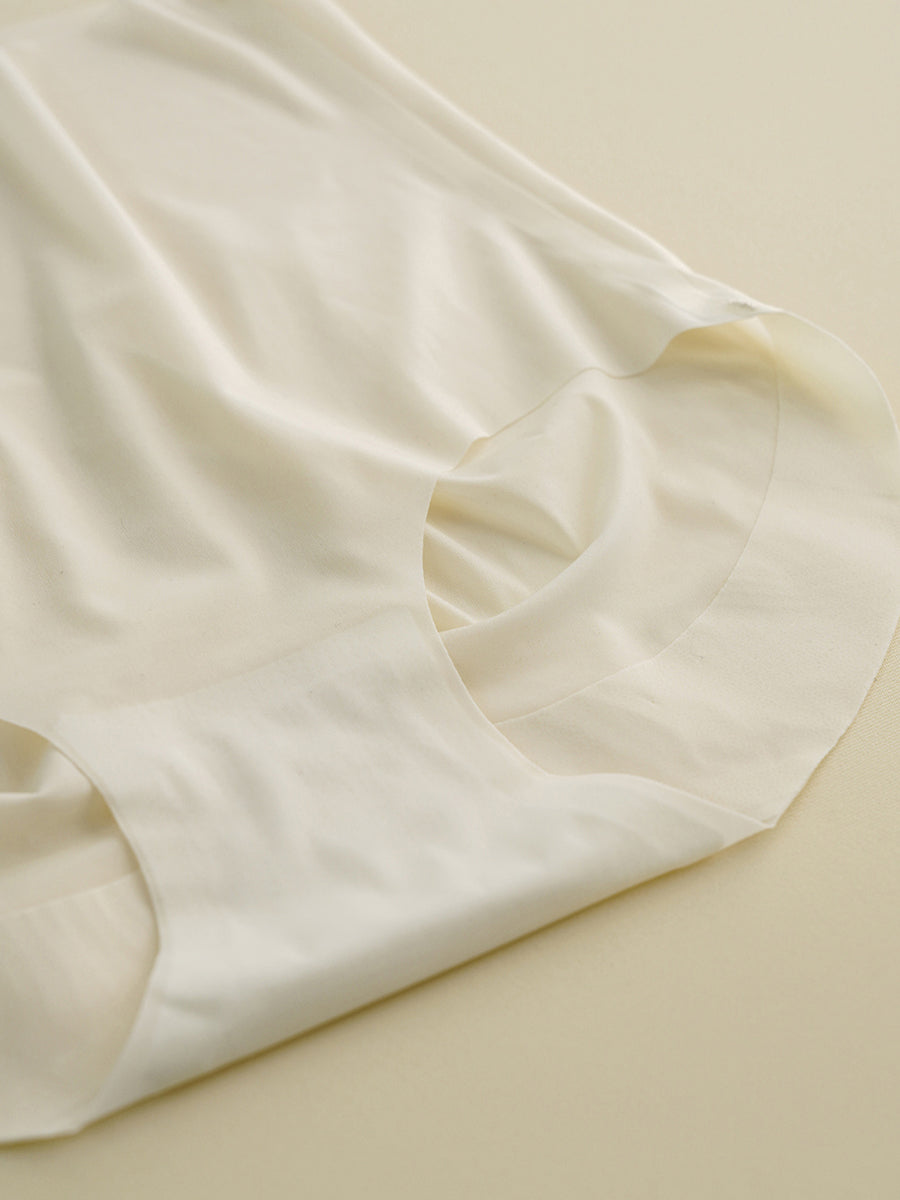 2 Pieces Women Casual Solid Silk High-Waist Breathable Underwear