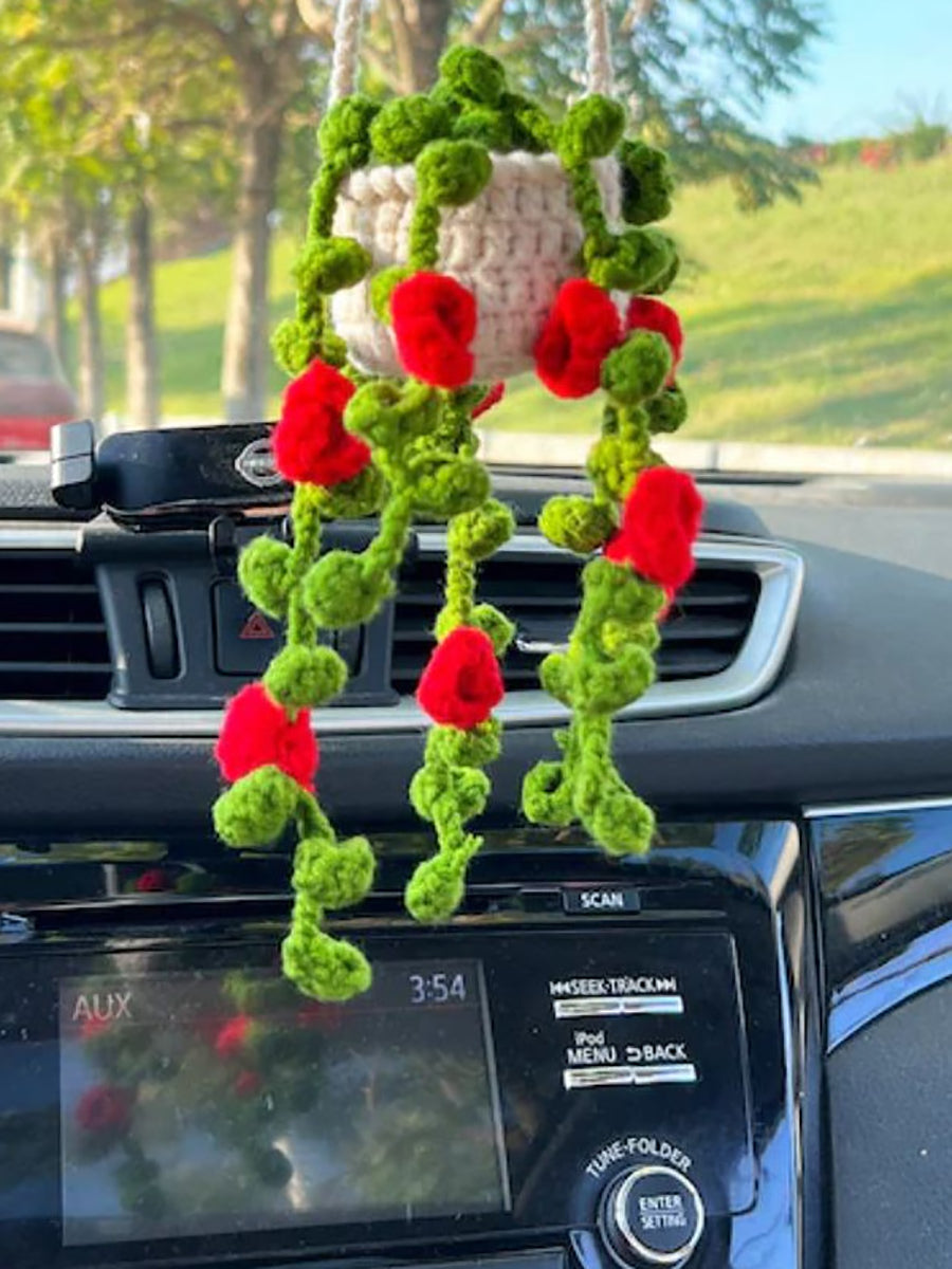 Handmade Knitted Hanging Potted Plant Car Pendant Secondary image