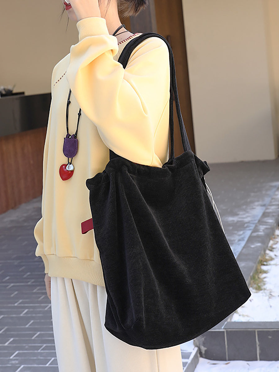 Casual Pure Color Corduroy Shoulder Bag Main image