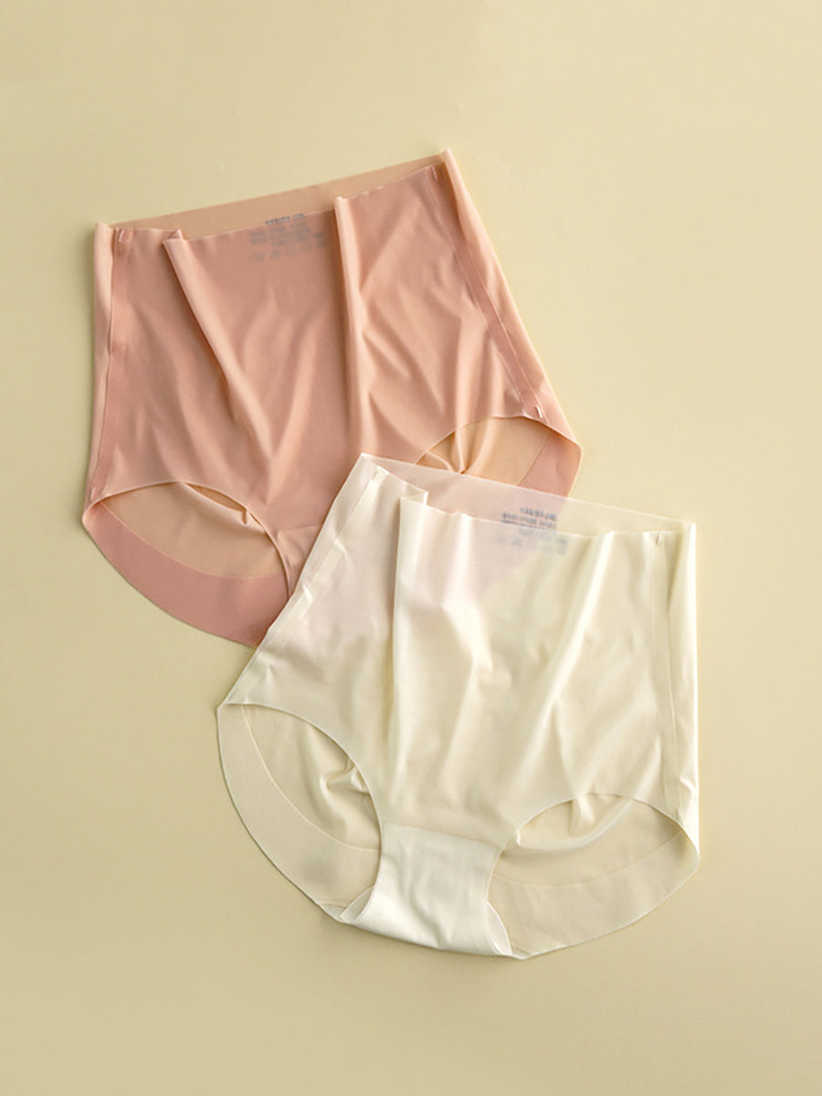 2 Pieces Women Casual Solid Silk High-Waist Breathable Underwear Secondary image