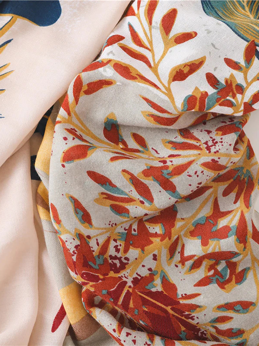 Plant Print Sunscreen Shawl Scarves