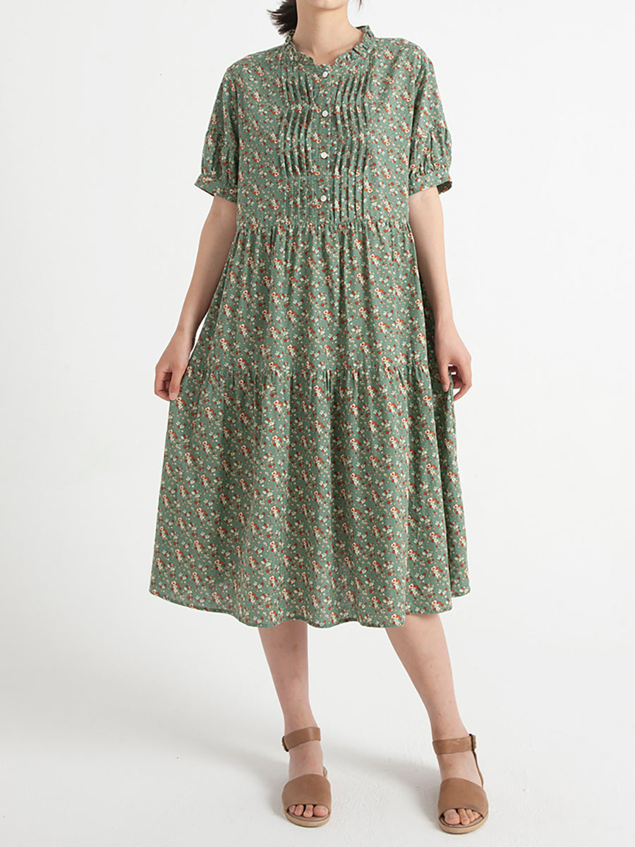 Plus Size Vintage Floral Women Summer Short Sleeve Dress Main image
