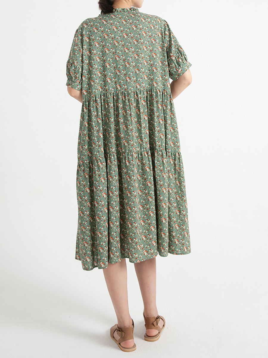 Plus Size Vintage Floral Women Summer Short Sleeve Dress Secondary image
