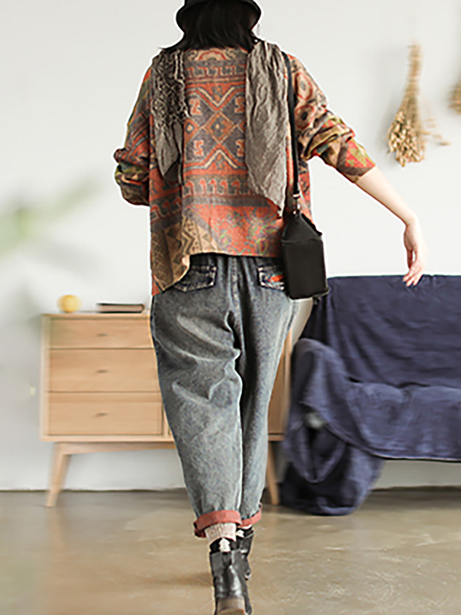 Plus Size Casual Floral Comfortable Knit Sweater Coat Secondary image