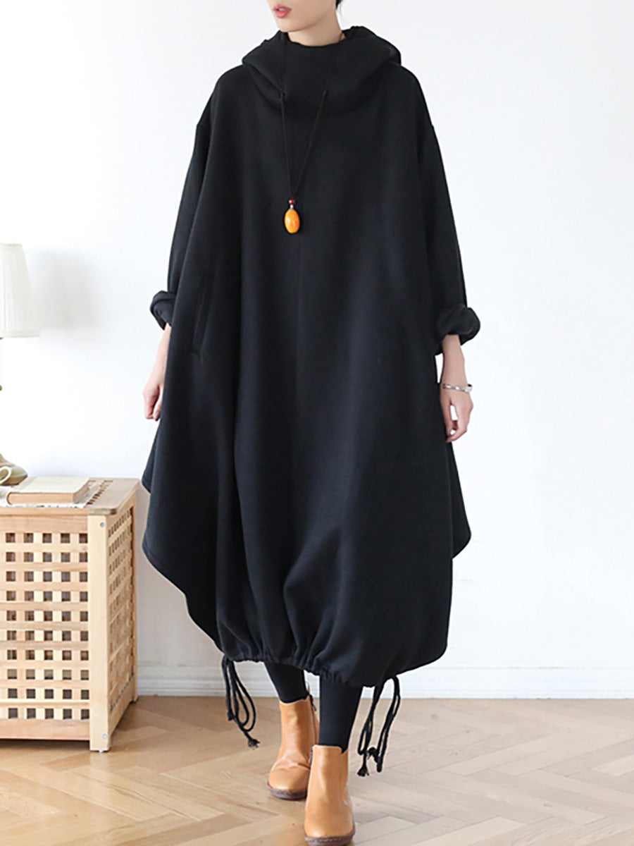 Plus Size Drawstring Irregular Hem Casual Cotton Dress Main image