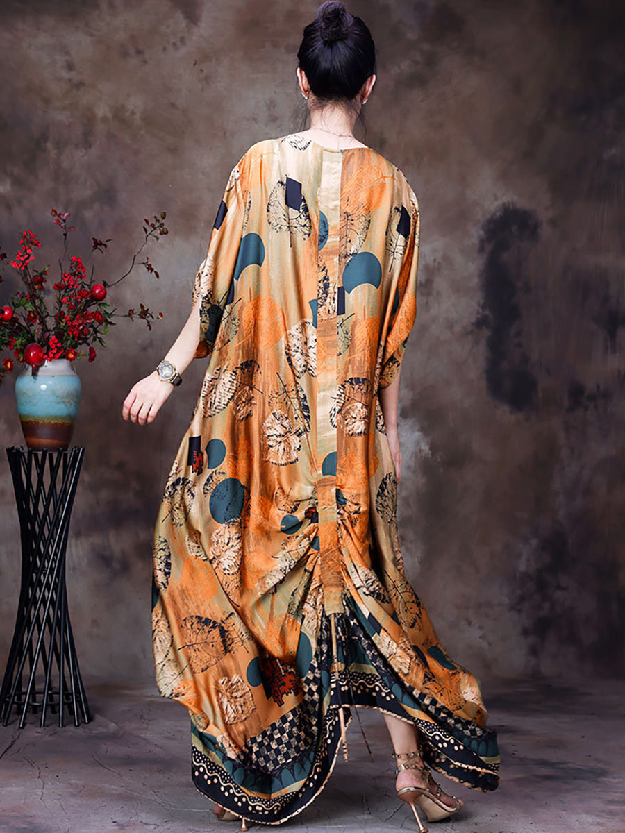 Plus Size Floral Vintage Women Batwing Sleeve Maxi Dress Secondary image