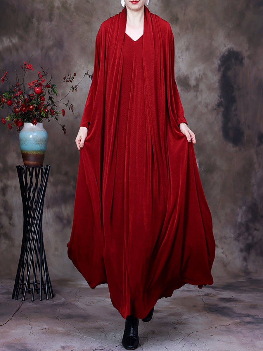 Plus Size V Neck Vintage Women Retro Maxi Dress Main image
