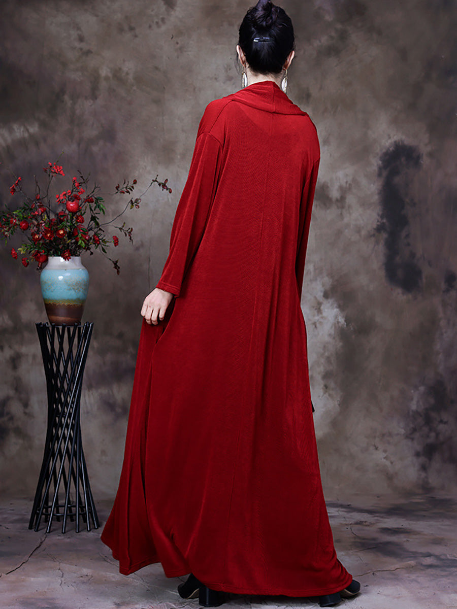 Plus Size V Neck Vintage Women Retro Maxi Dress Secondary image