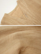 Plus Size V Neck Vintage Linen Women Loose Dress