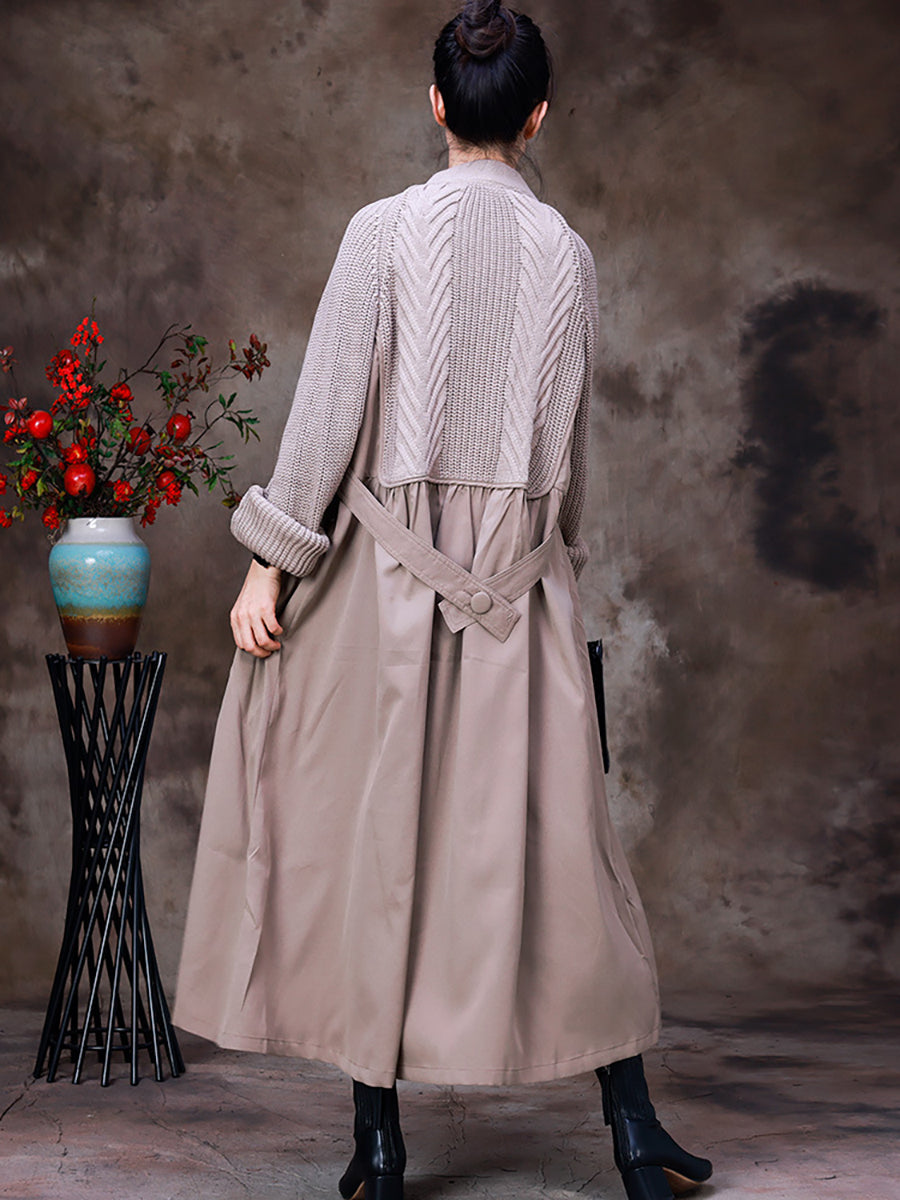 Autumn Women Knitted Stitching Fake Two-Piece Coat Secondary image