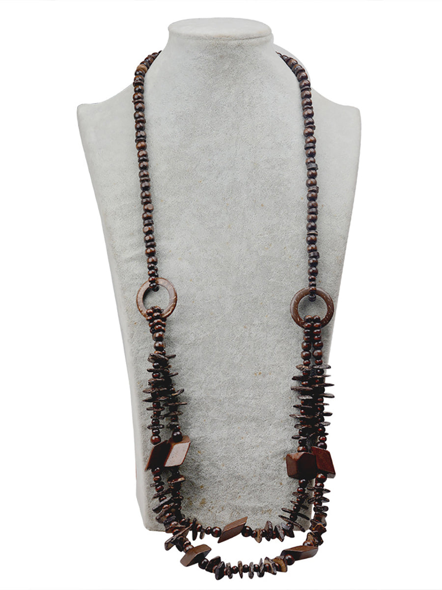 Ethnic Colorful Bead Wooden Knitted Necklace Secondary image