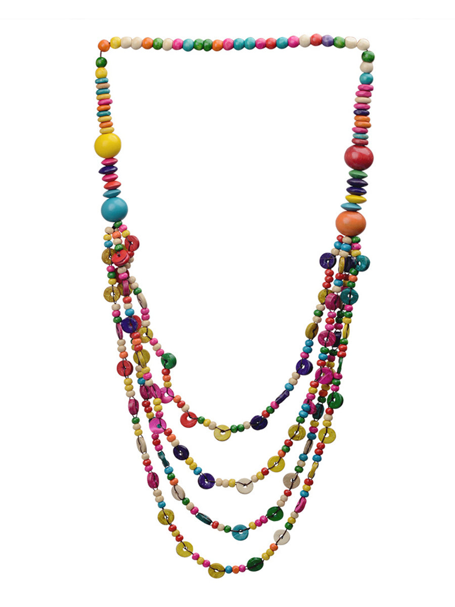 Ethnic Colorful Handmade Multi-layer Bead Knitted Necklace Secondary image