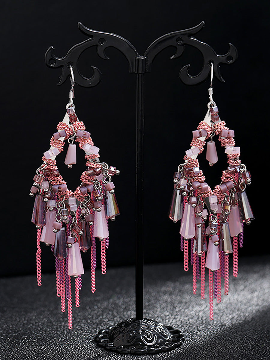 Bohemia Women S925Silver Tassel Pandent Earrings