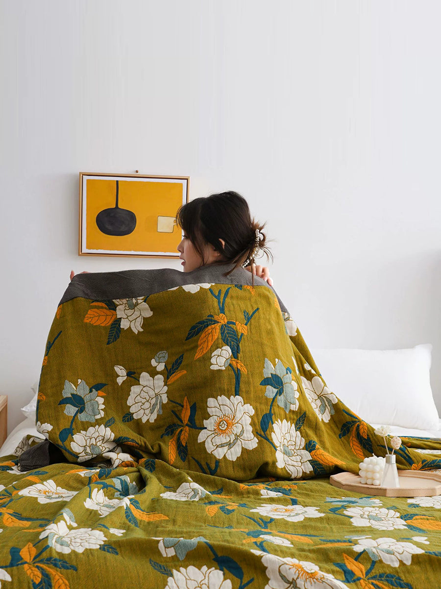 100%Cotton Flower Jacquard Bedcover Blanket Quilt Main image