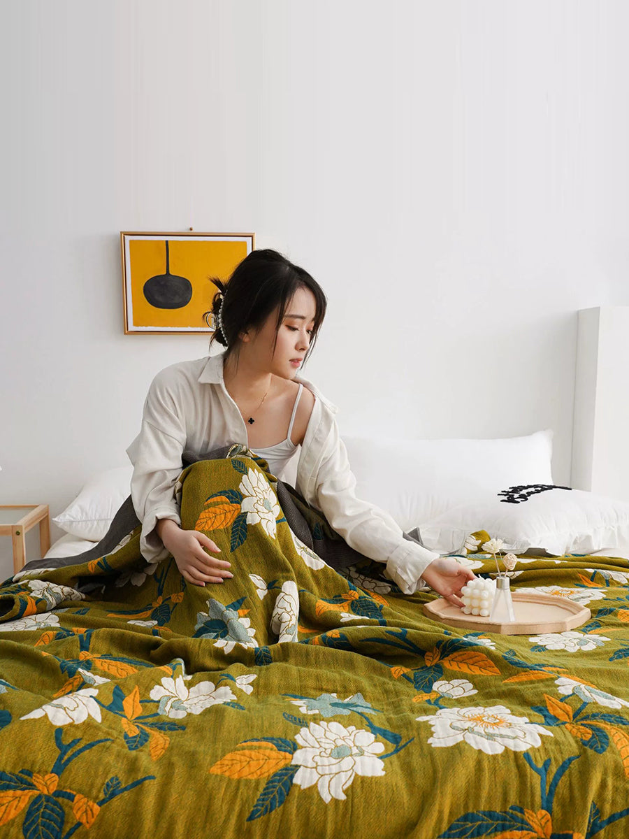 100%Cotton Flower Jacquard Bedcover Blanket Quilt Secondary image