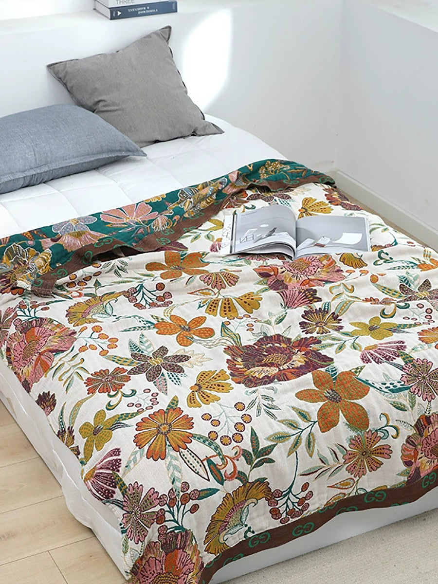 100%Cotton Flower Adult Bedcover Sofa Blanket Secondary image