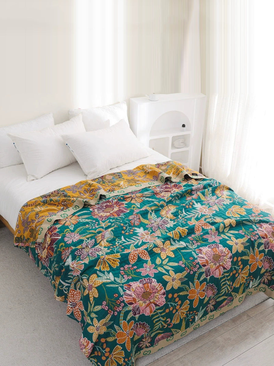 100%Cotton Flower Adult Bedcover Sofa Blanket Main image