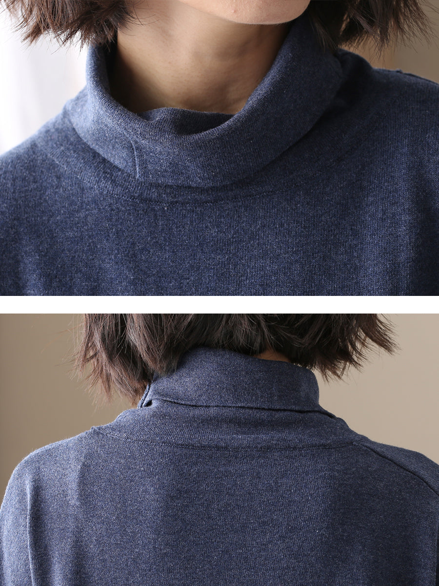Plus Size  Women Autumn Casual Pure Color Cotton Turtleneck Shirt