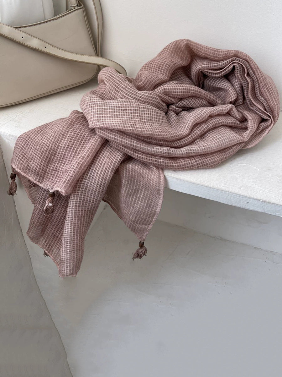 Artsy Plaid Tassel Shawl Scarf