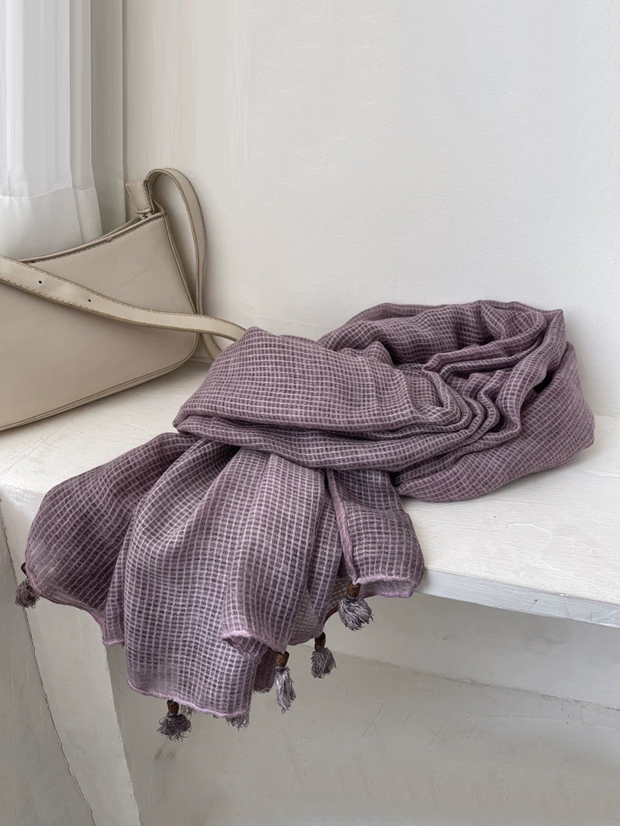 Artsy Plaid Tassel Shawl Scarf