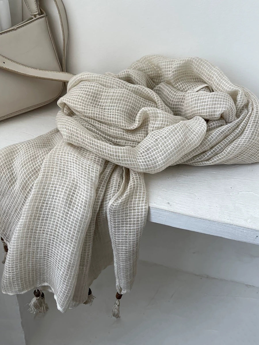 Artsy Plaid Tassel Shawl Scarf