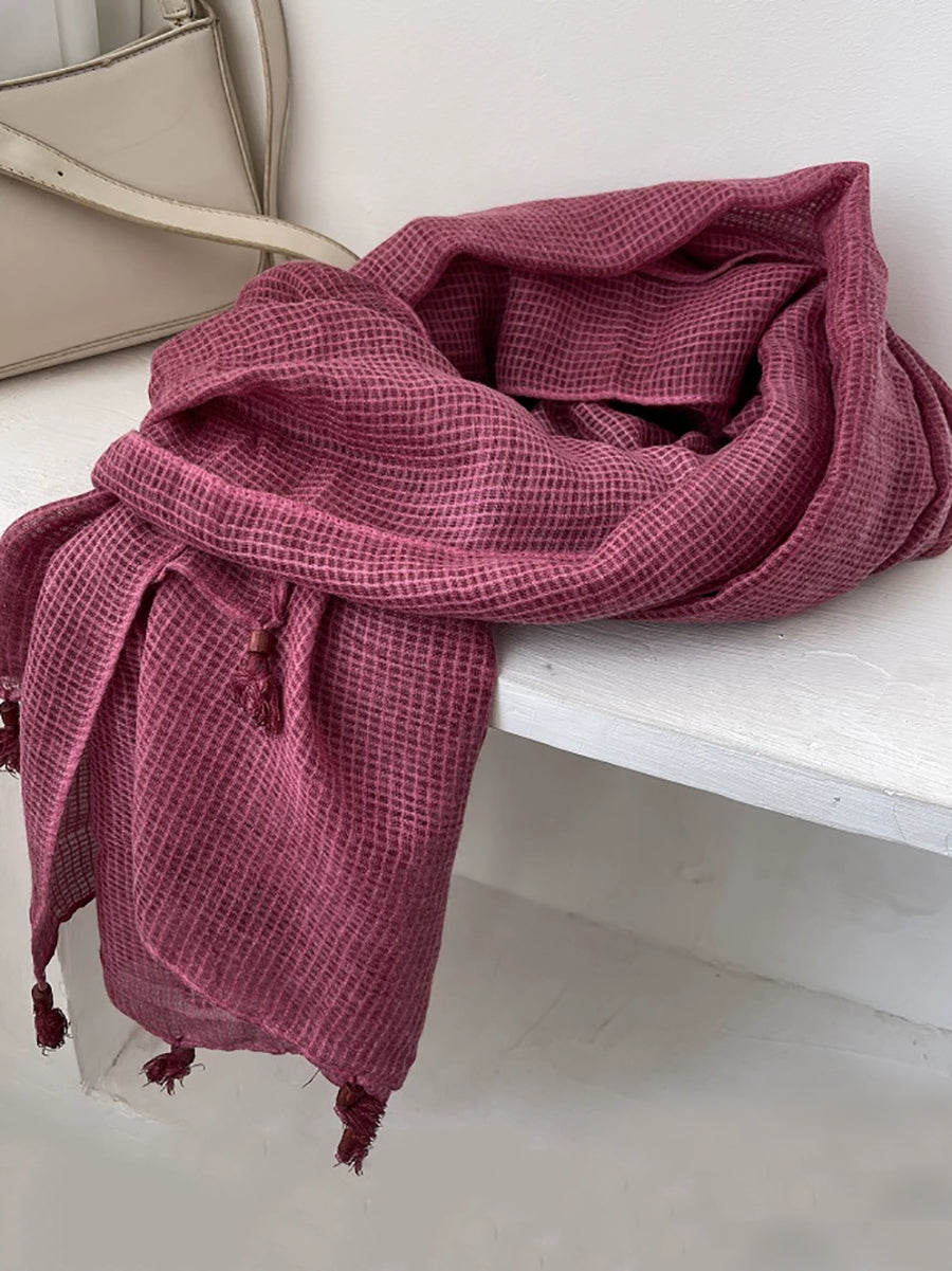 Artsy Plaid Tassel Shawl Scarf