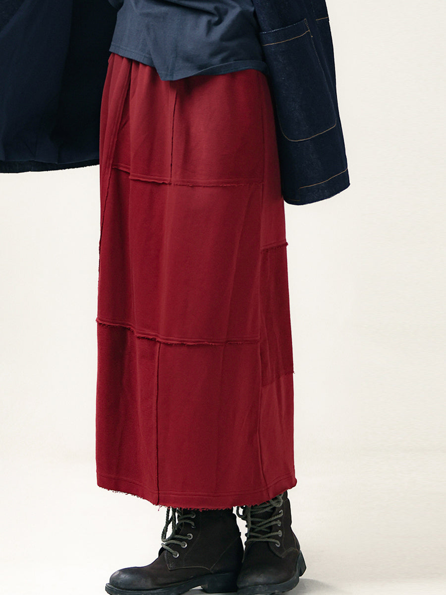 Plus Size Women Autumn Casual Pure Color A-Shape Spliced Skirt Secondary image