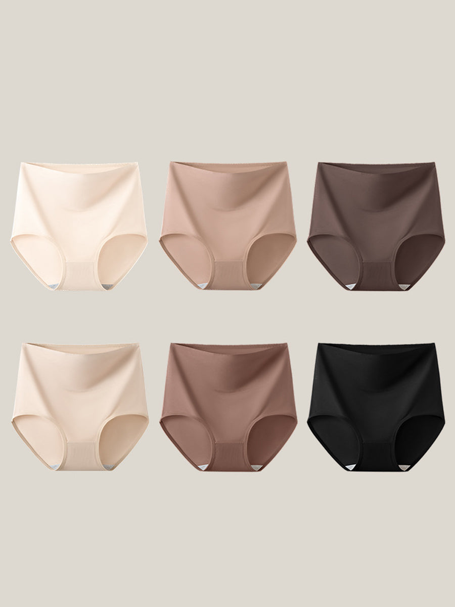 6 Pieces Women Winter Pure Color High Waist Underwear