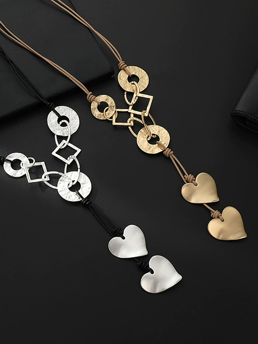 Fashion Irregular Alloy Heart Geometric Pendant Long Necklace Secondary image