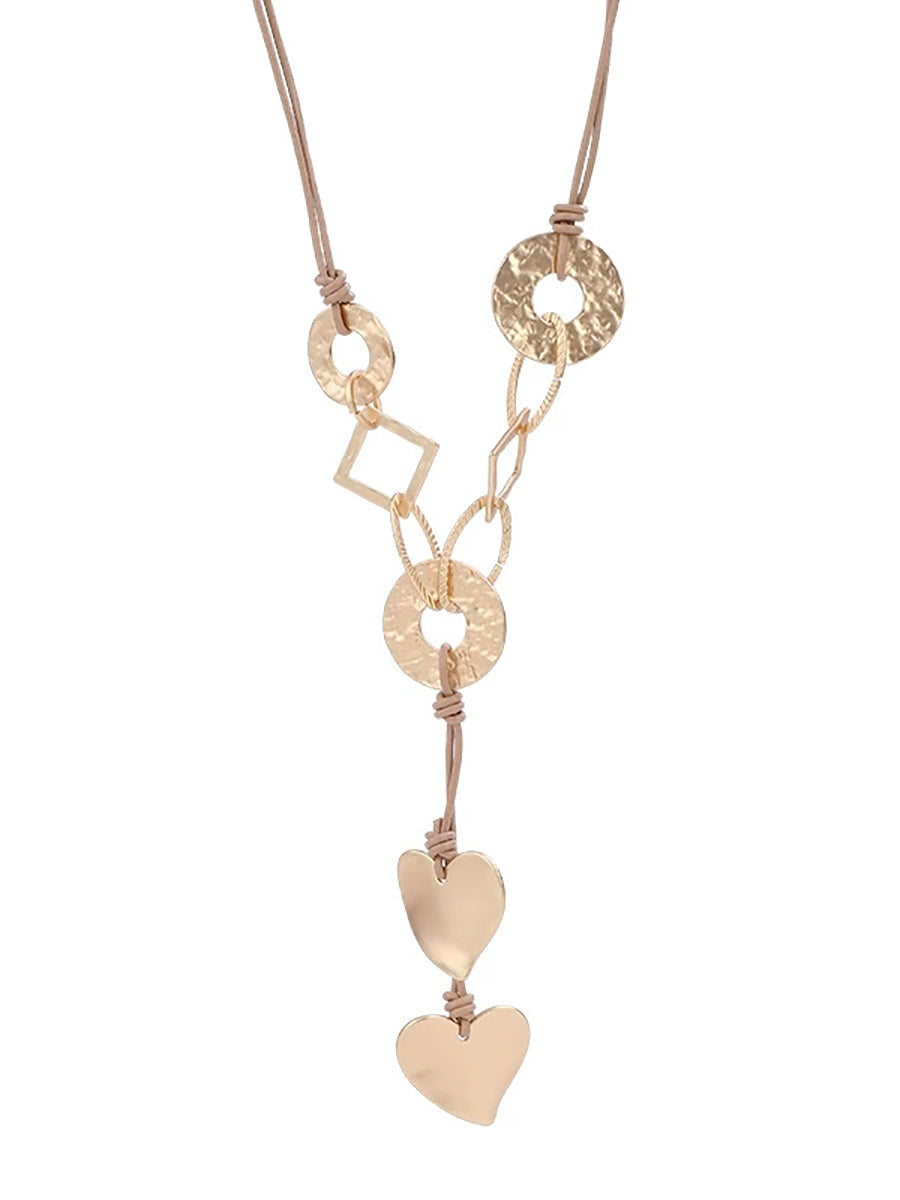 Fashion Irregular Alloy Heart Geometric Pendant Long Necklace