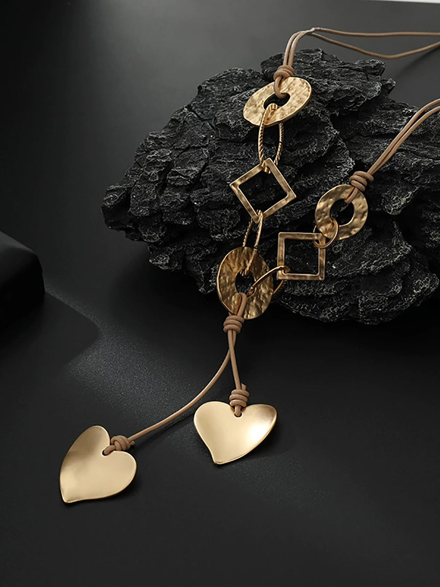 Fashion Irregular Alloy Heart Geometric Pendant Long Necklace Main image
