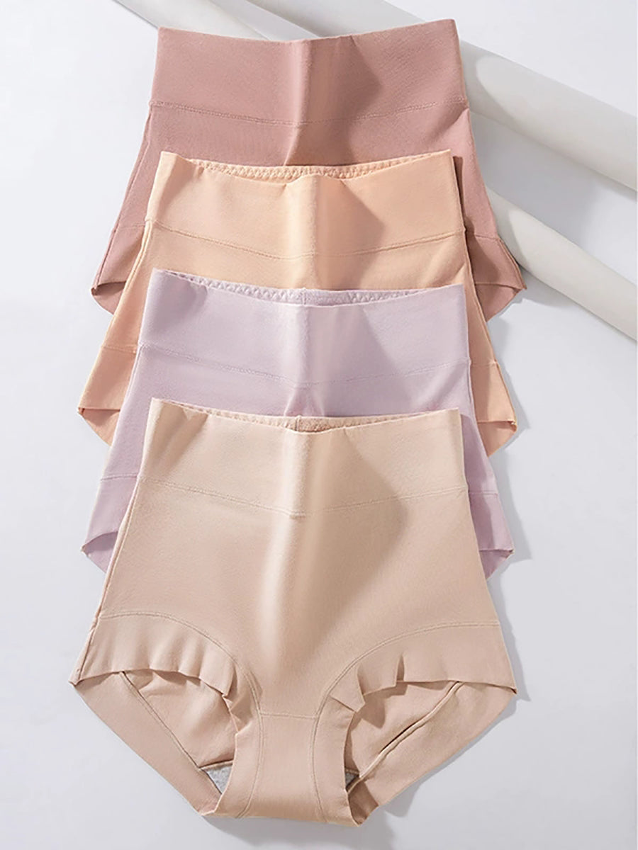 6 Pieces Women Pure Color High Waist Underwear