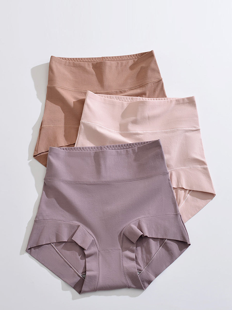 6 Pieces Women Pure Color High Waist Underwear
