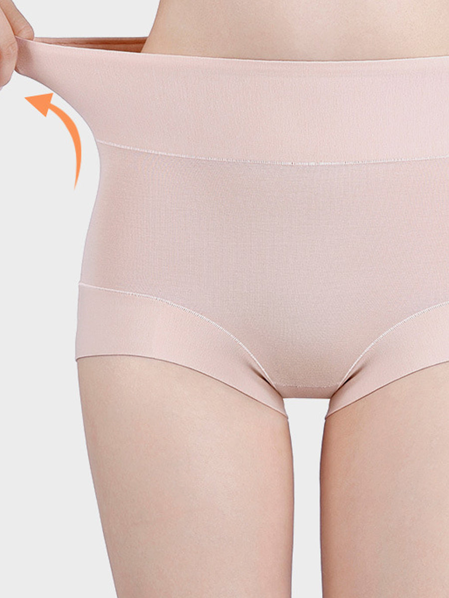 6 Pieces Women Pure Color High Waist Underwear