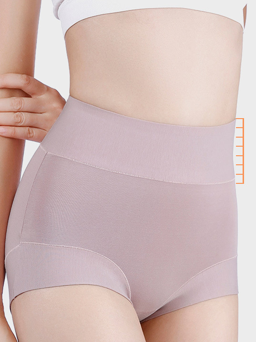 6 Pieces Women Pure Color High Waist Underwear
