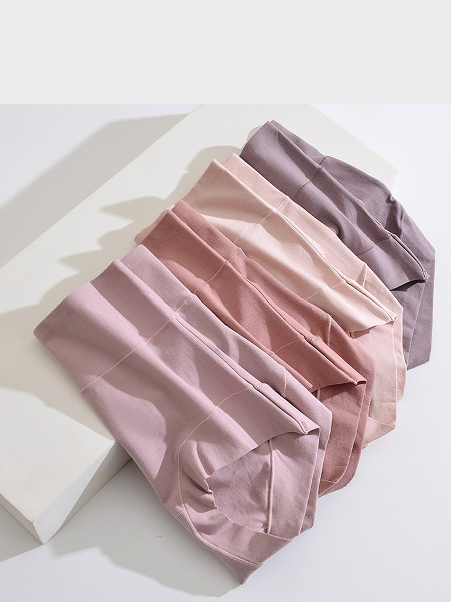 6 Pieces Women Pure Color High Waist Underwear