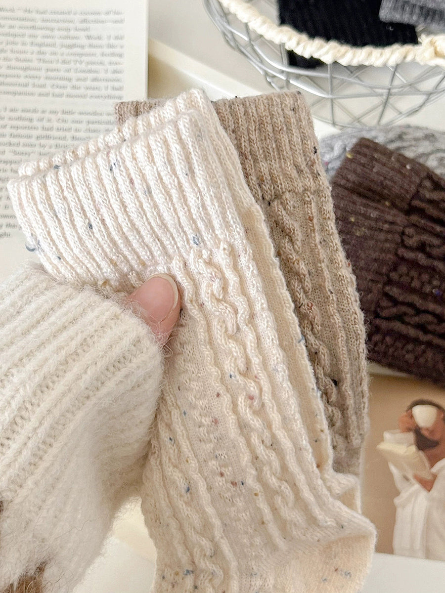 6 Pairs Women Winter Thick Wool Mid-Heel Socks