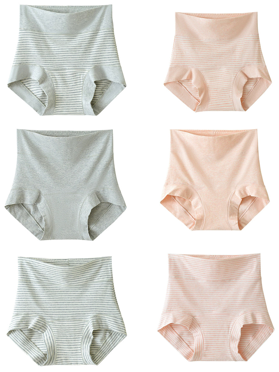 6 Pieces Women Stripe High Waist Underwear