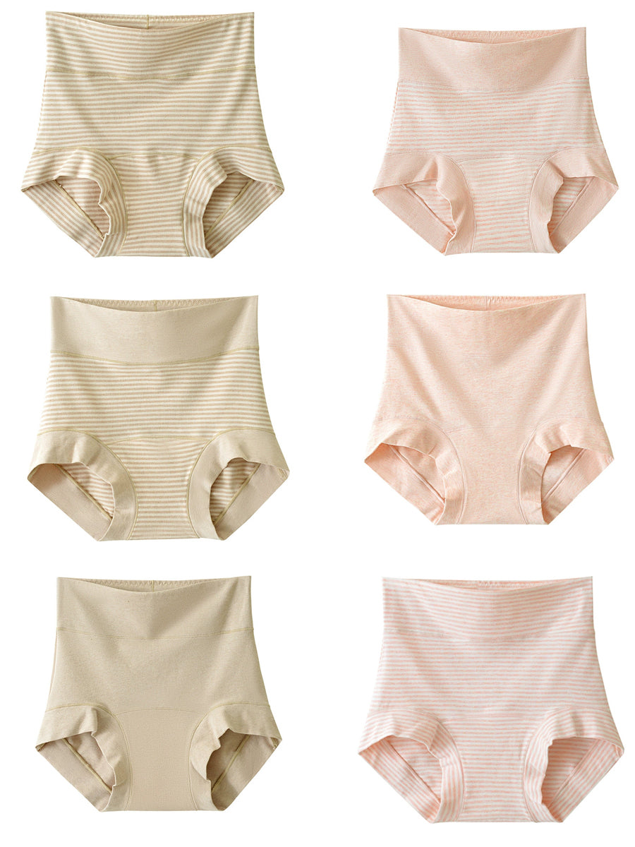 6 Pieces Women Stripe High Waist Underwear