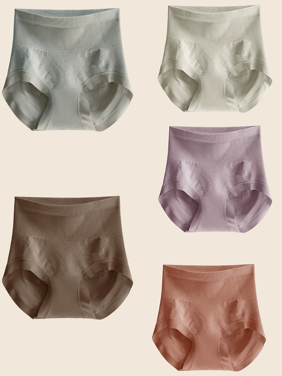 5 Pieces Women Casual High Waist Underwear