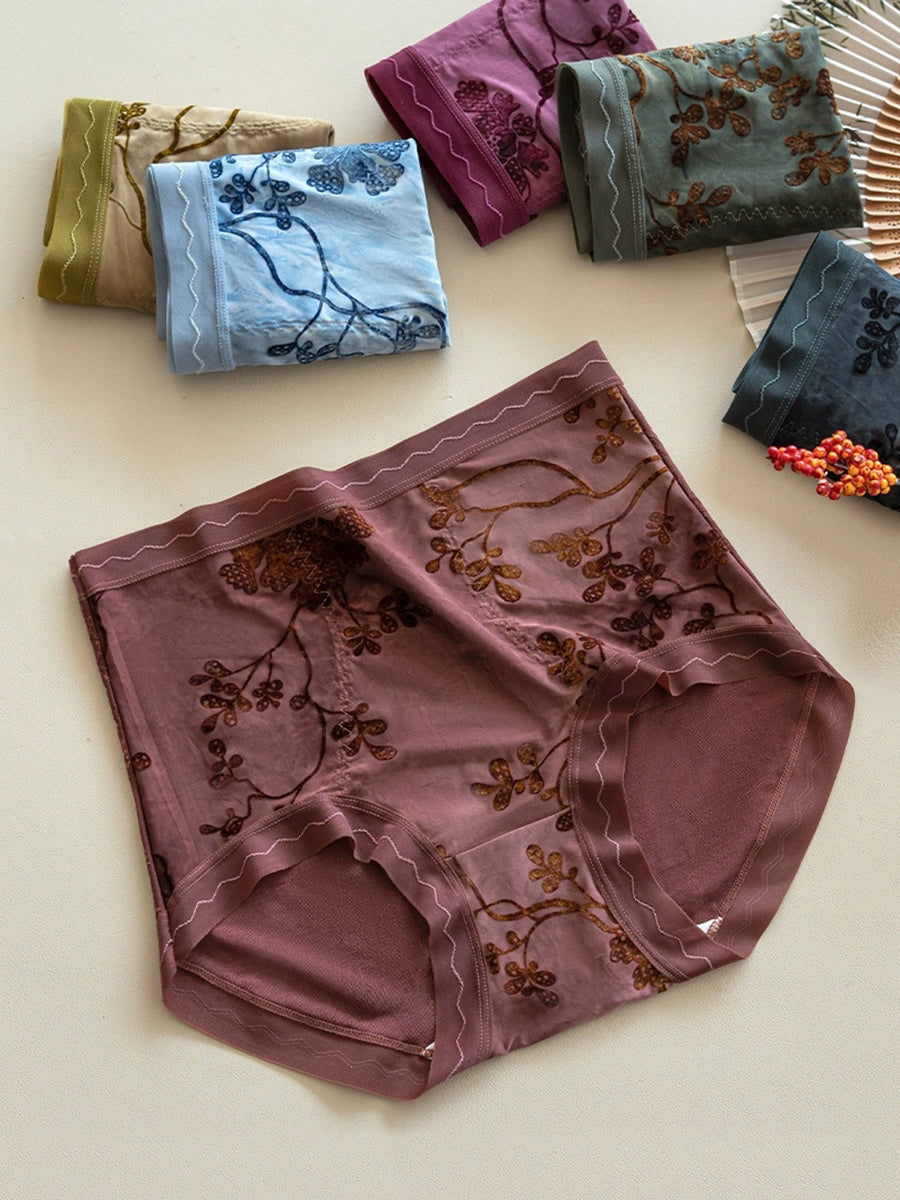 6 Pieces Women Flower Jacquard High Waist Underwear